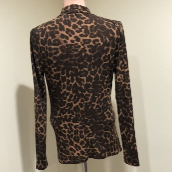 1.State Knit Top Size Medium Brown Leopard Print Twist Wrapped Front - Picture 4 of 10